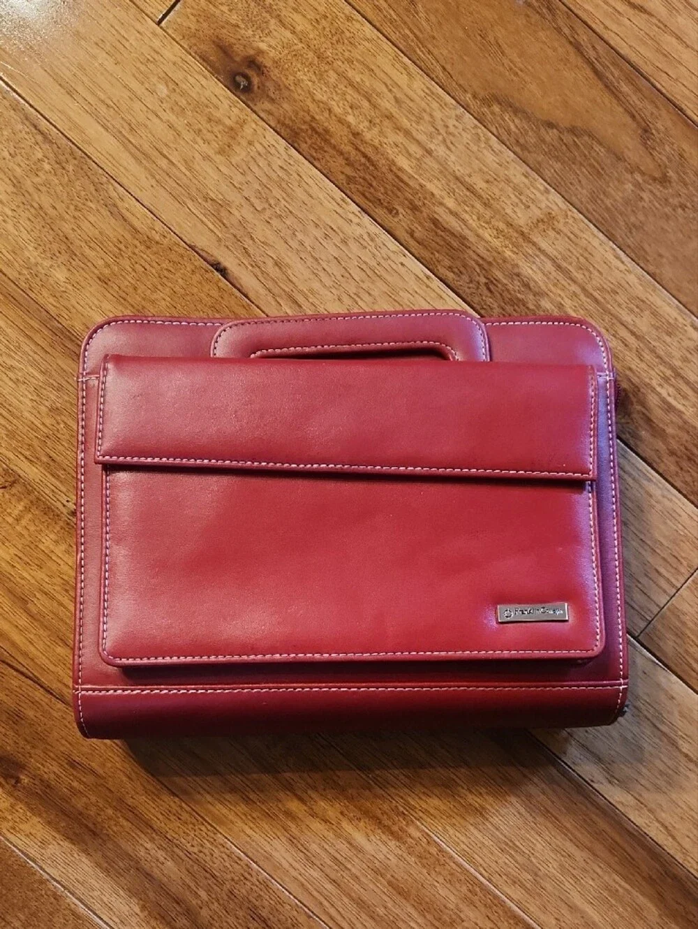 Franklin Covey Red Structured Top-Handle Briefcase